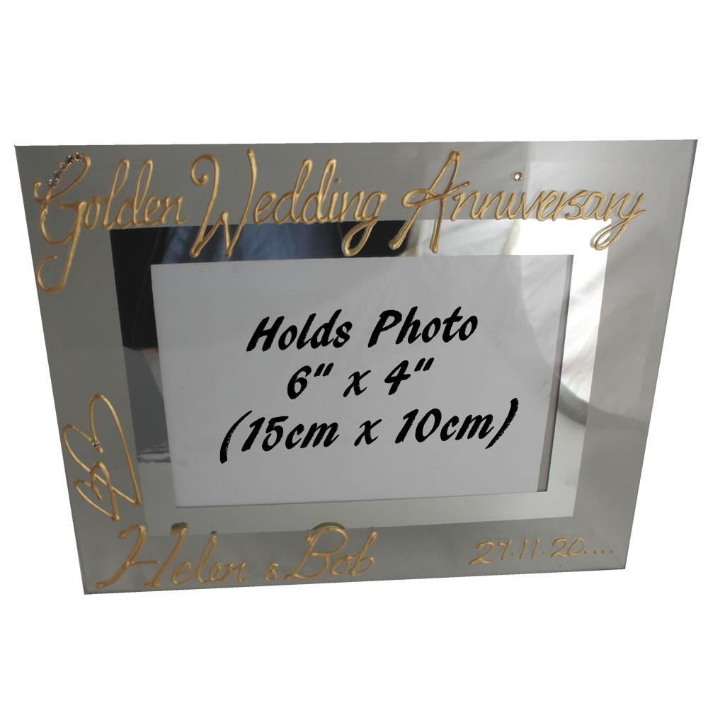 Personalised Golden (50th) Wedding Anniversary Photo: Frame Landscape (Milestone)