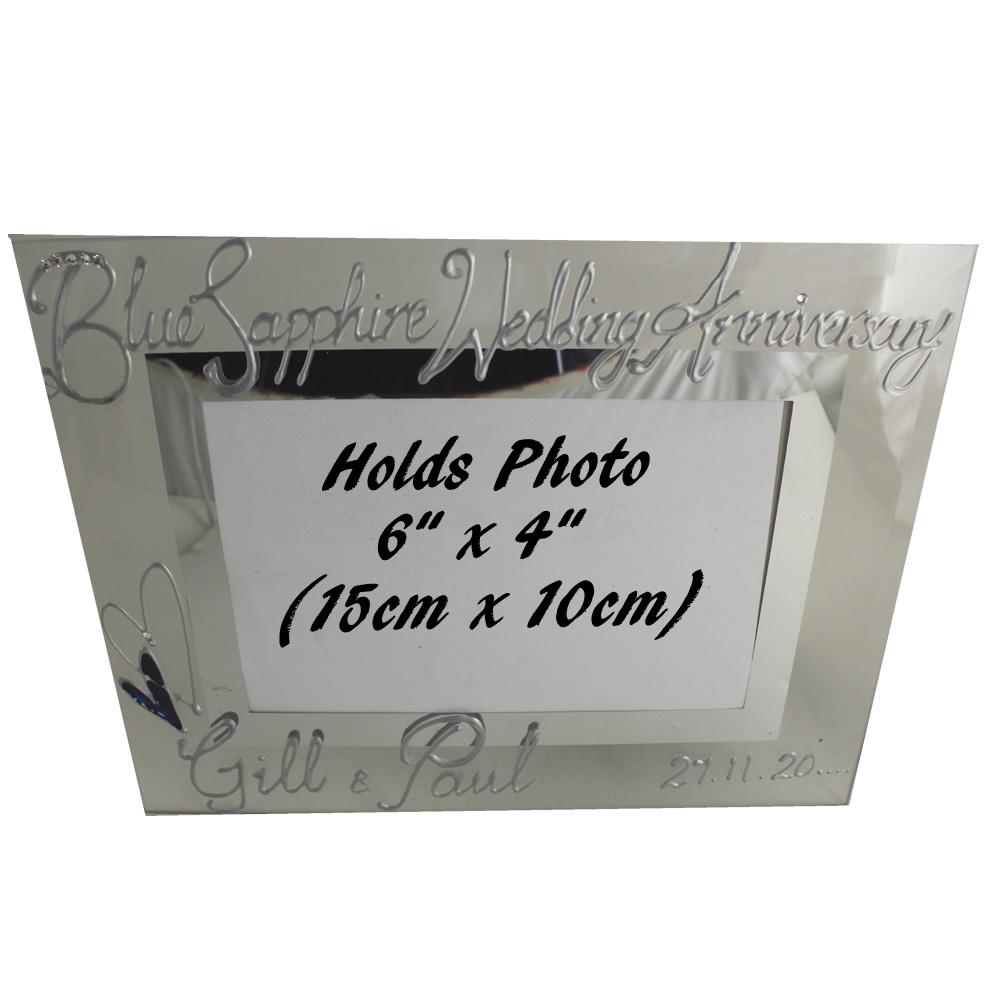 Personalised Blue Sapphire (65th) Wedding Anniversary Photo: Frame Landscape (Milestone)
