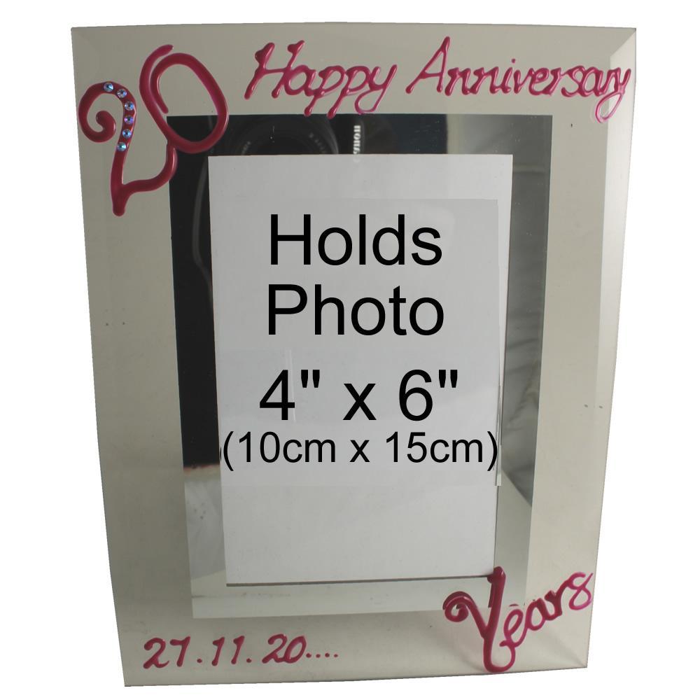 Personalised 20 Years Wedding Anniversary Photo Frame Port (Crystalled)