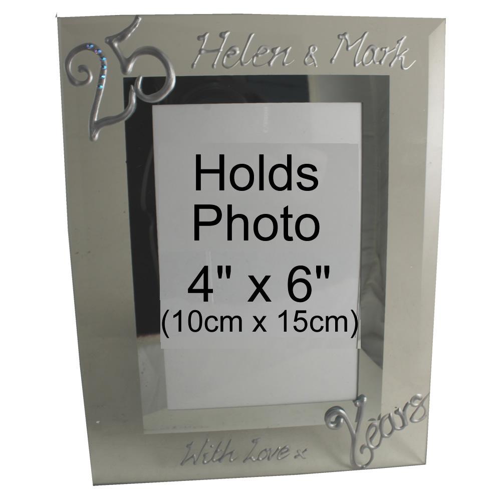 Personalised 25 Years Wedding Anniversary Photo Frame Port (Crystalled)