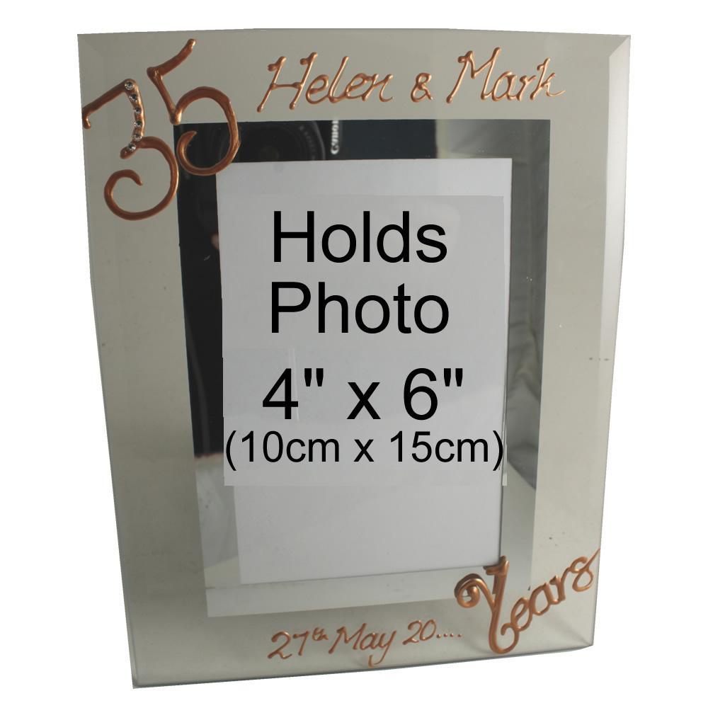 Personalised 35 Years Wedding Anniversary photo/picture frame Port (Crystalled)