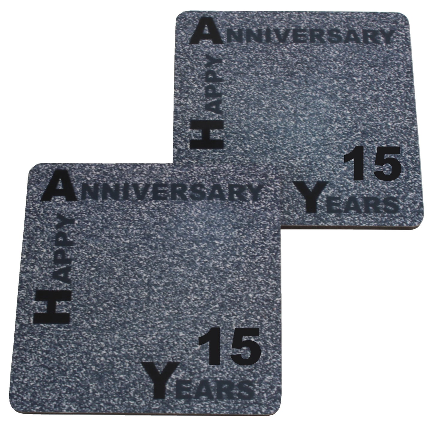 15th Wedding Anniversary Coasters Blk/Slk