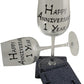 1st Wedding Anniversary Wine Glasses & Coaster Blk/Sil