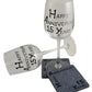 15th Wedding Anniversary Wine Glasses & Coaster Gift Set Blk/Sil