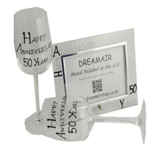 50th Wedding Anniversary Gift Set Blk/Sil