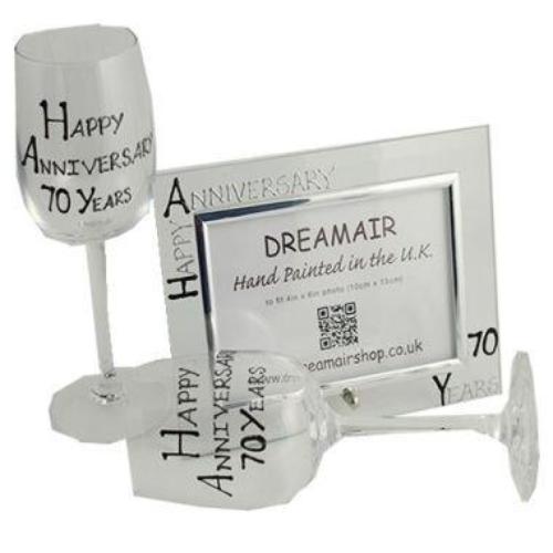 70th Wedding Anniversary Gift Set Blk/Sil