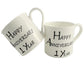 1st Wedding Anniversary China Mugs: (Blk/Sil)