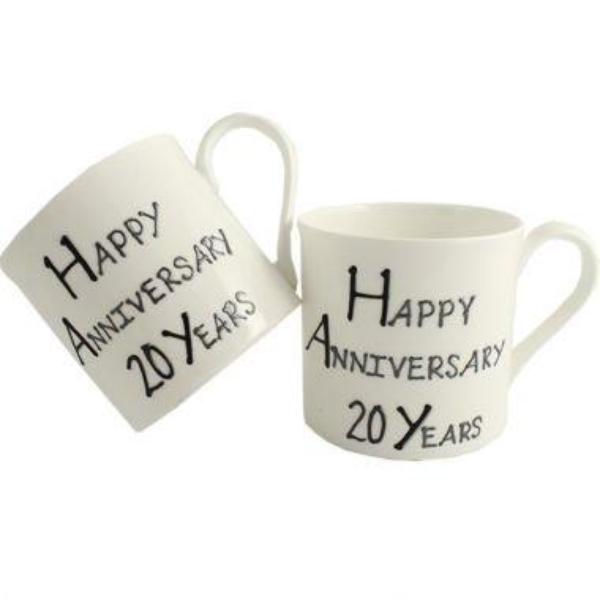 20th Wedding Anniversary Mugs Blk/Sil