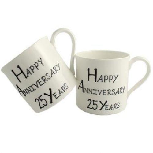 25th Wedding Anniversary Mugs Blk/Sil