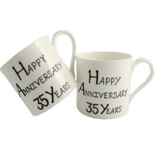 35th Wedding Anniversary Mugs Blk/Sil