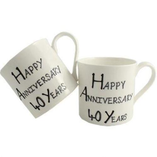 40th Wedding Anniversary Mugs Blk/Sil