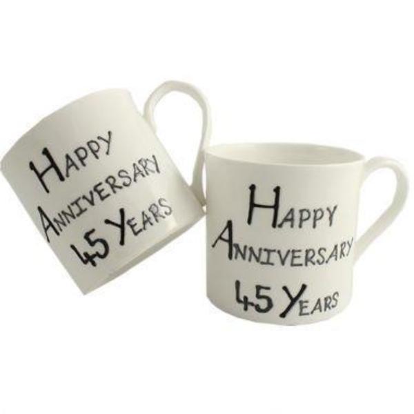45th Wedding Anniversary Mugs Blk/Sil