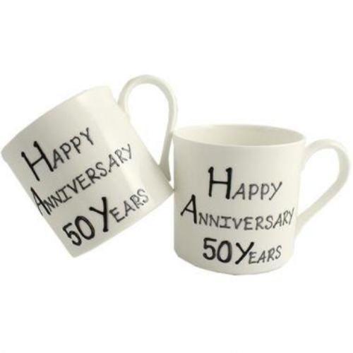 50th Wedding Anniversary Mugs Blk/Sil
