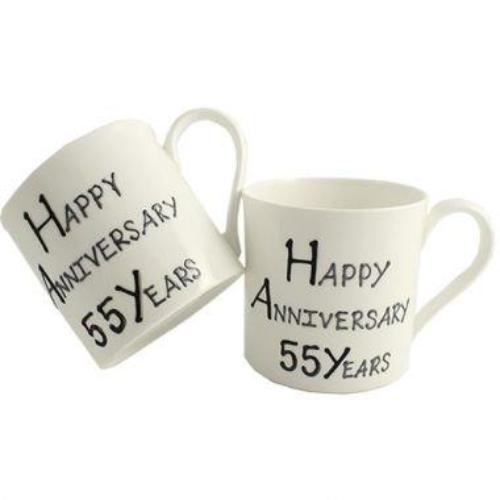 55th Wedding Anniversary Mugs Blk/Sil