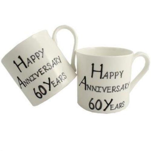 60th Wedding Anniversary Mugs Blk/Sil