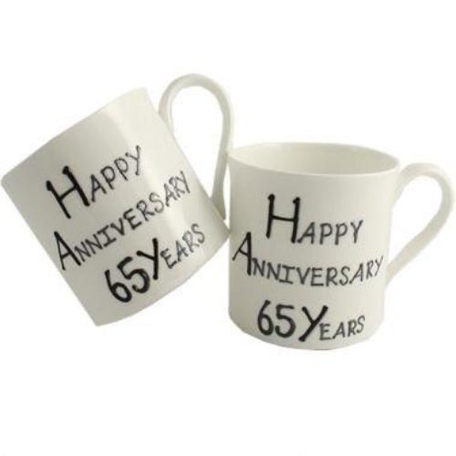 65th Wedding Anniversary Mugs Blk/Sil