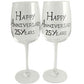 25th Wedding Anniversary Wine Glasses Blk/Sil