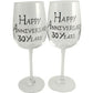 30th Wedding Anniversary Wine Glasses Blk/Sil