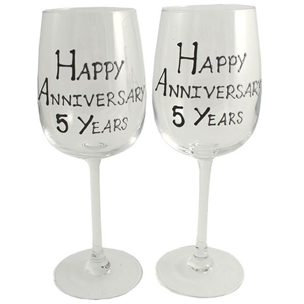 5th wedding anniversary wine glasses