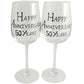 50th Wedding Anniversary Wine Glasses Blk/Sil