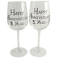 5th Wedding Anniversary Wine Glasses Blk/Sil