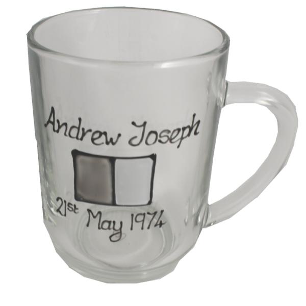 Personalised Glass Tankard Grey Sq