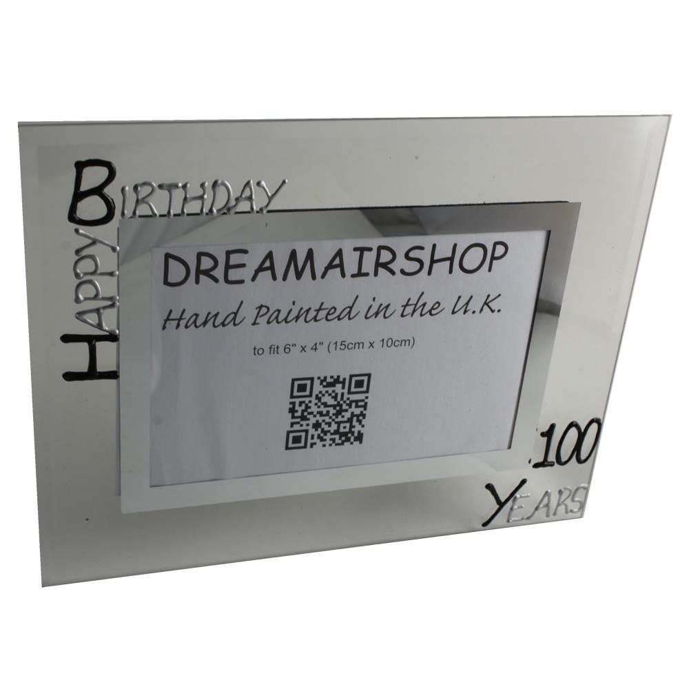 100th Birthday Photo Frame: Landscape (Blk/Sil)
