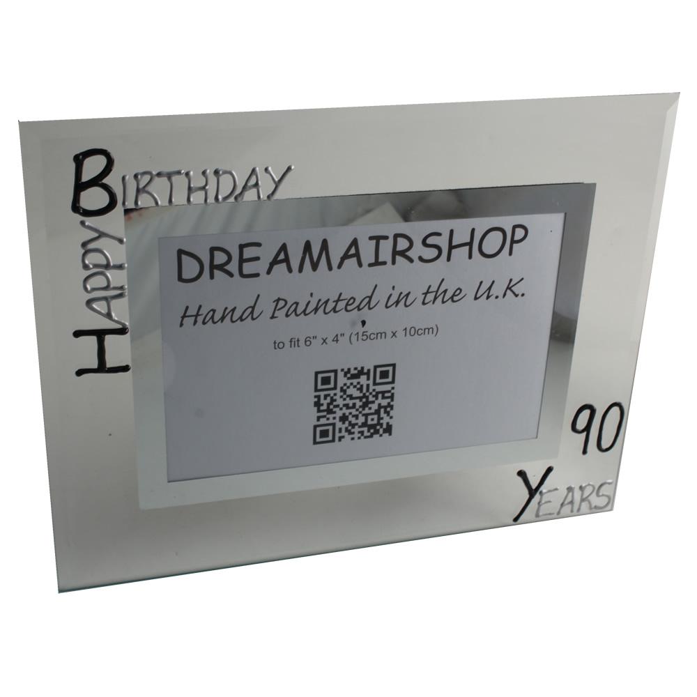 90th Birthday Photo Frame: Landscape (Blk/Sil)