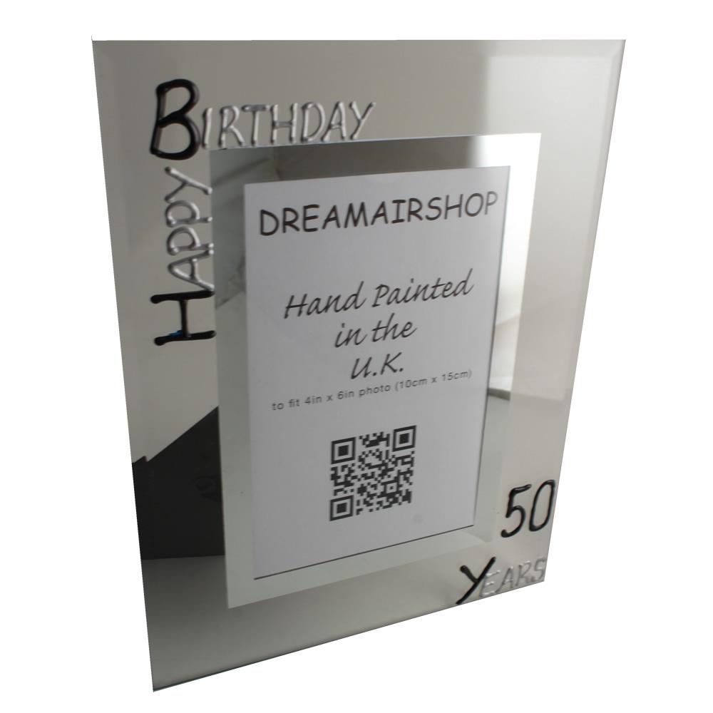 50th Birthday Photo Frame Port Blk/Sil