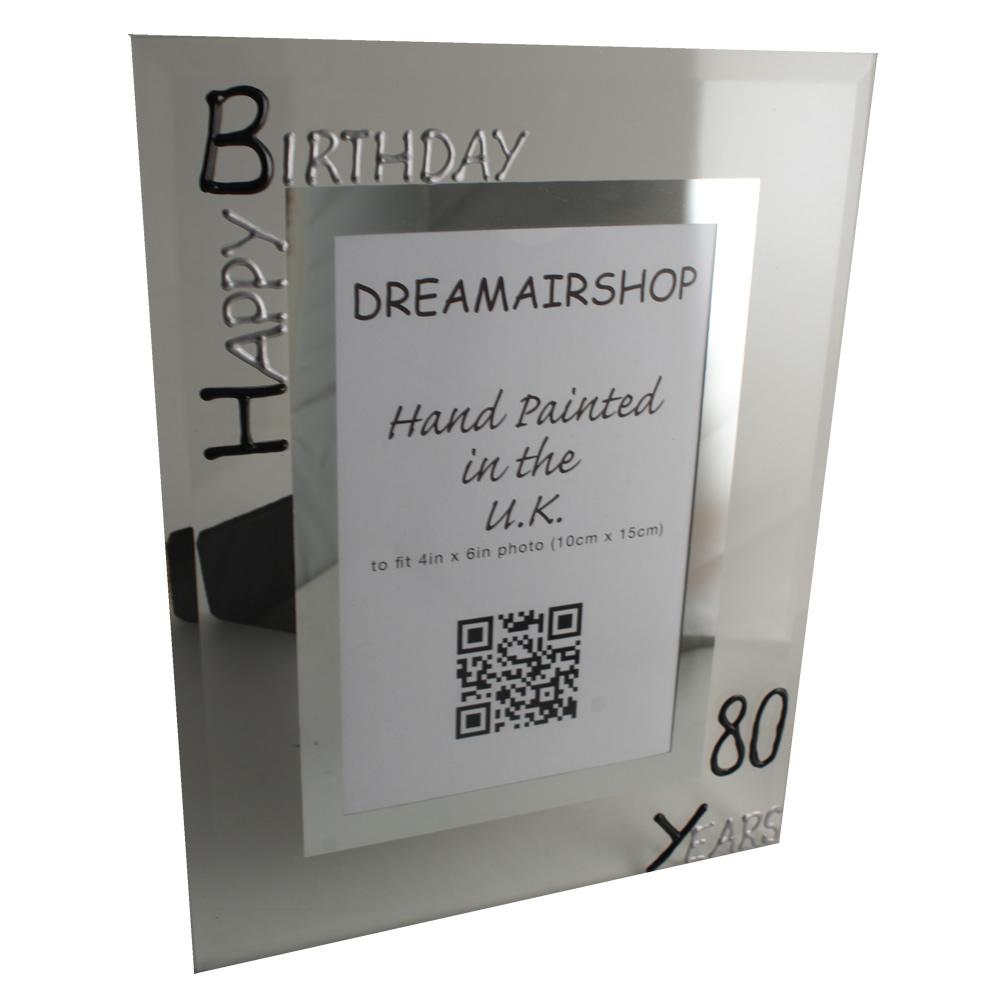 80th Birthday Photo Frame Port Blk/Sil