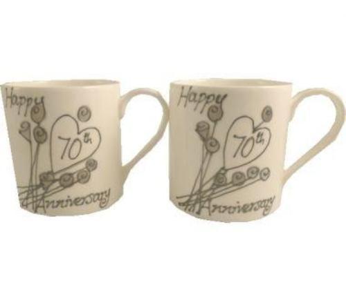 70th Wedding Anniversary Mugs Flower