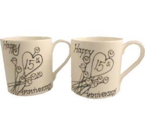15th Wedding Anniversary Mugs Flower