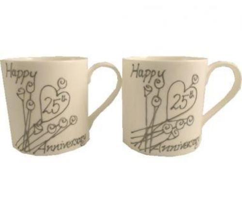 25th Wedding Anniversary Mugs Flower