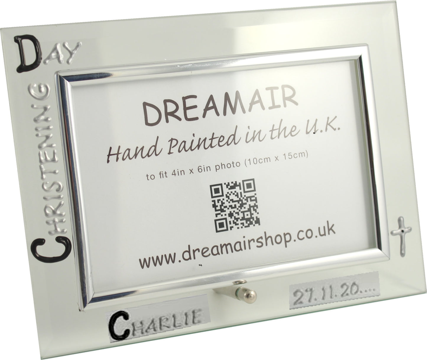 Personalised Christening Day Photo Frame Land (Blk/Sil)