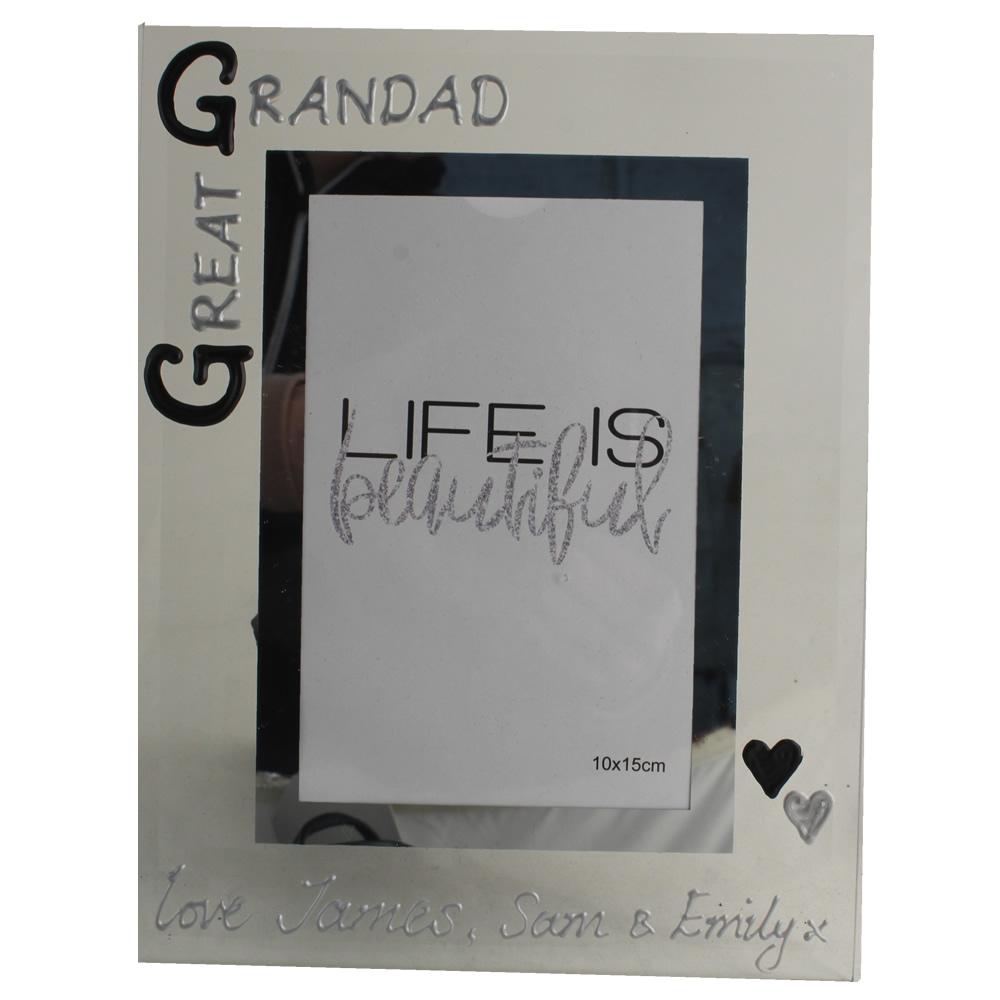 Personalised Proud Great Grandad Frame: Portrait (Blk/Sil)