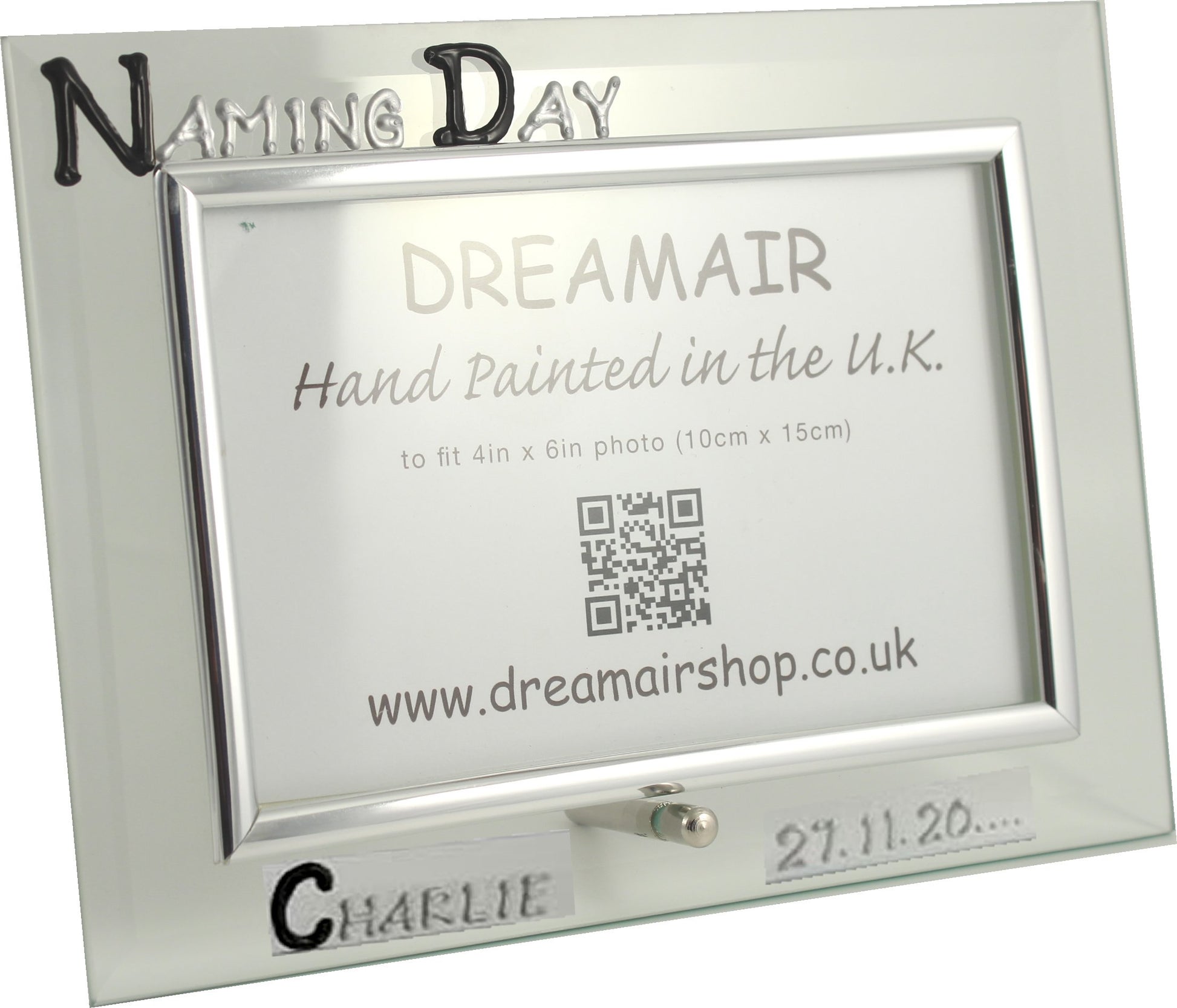 Personalised Naming Day Photo Frame Land (Blk/Sil)