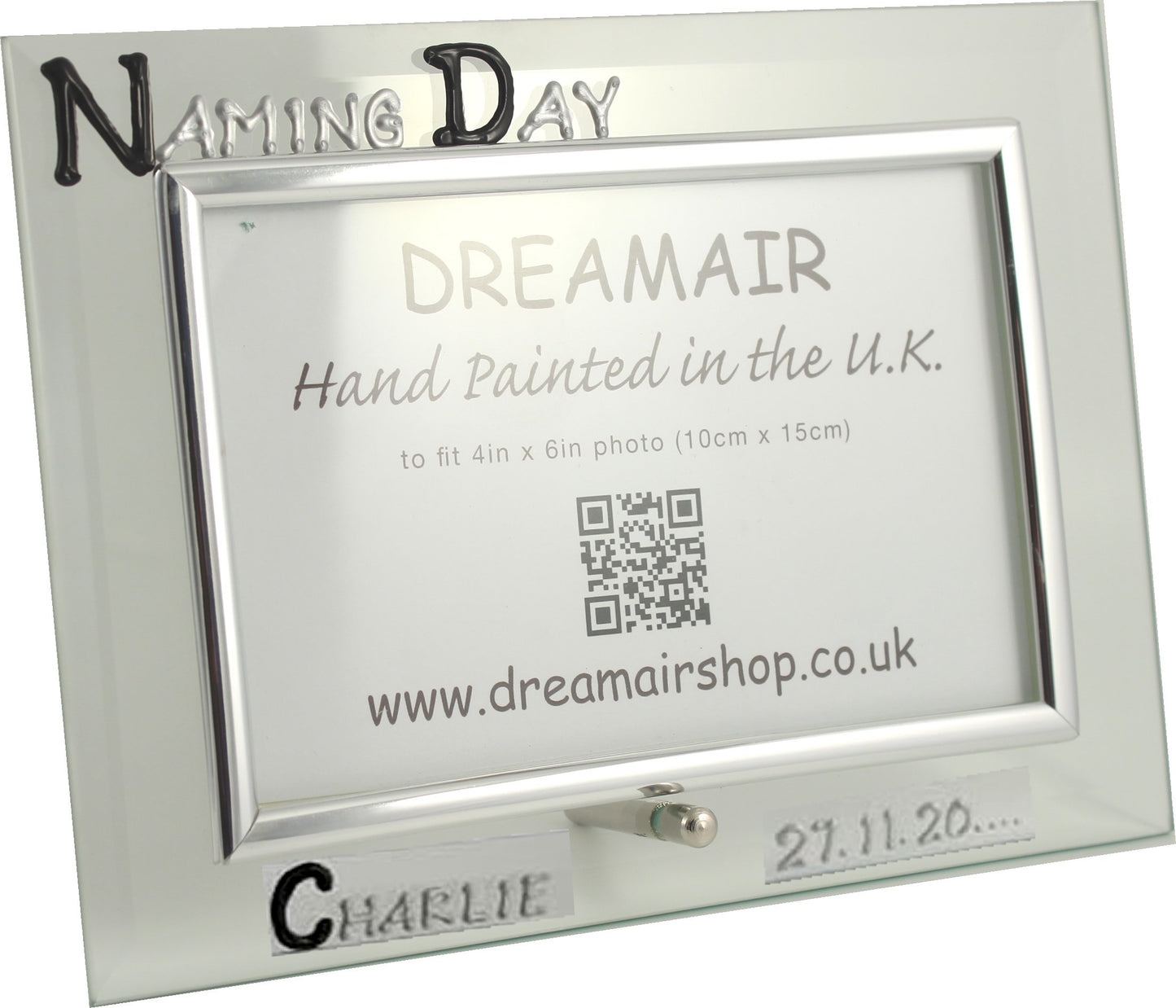 Naming Day Gift Photo Frame: Landscape (Blk/Sil)
