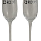 Bride & Groom Champagne Glassses (Blk/Sil)