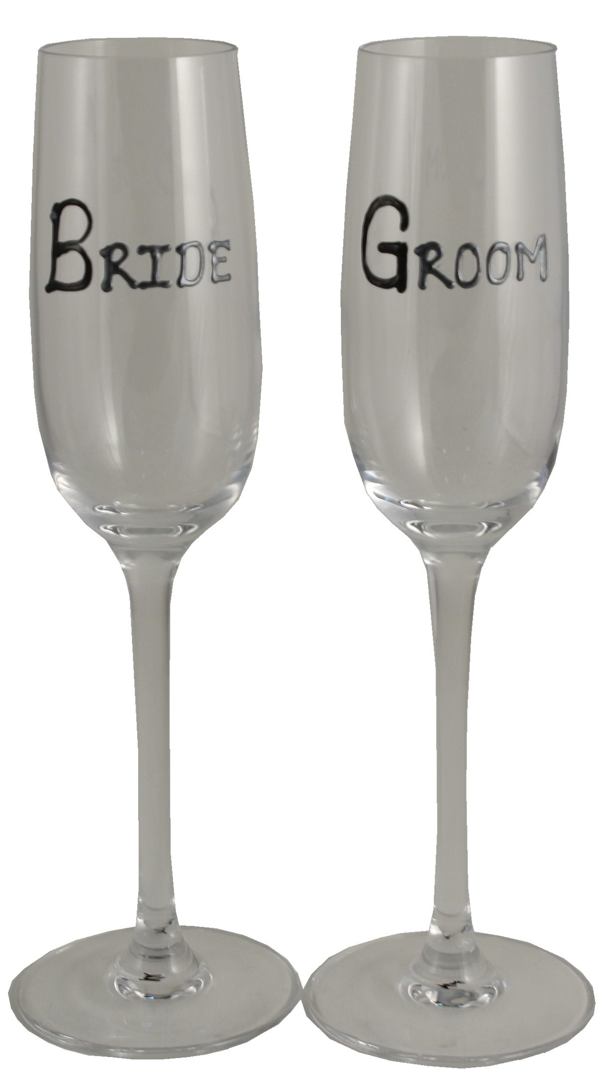 Bride & Groom Champagne Glassses (Blk/Sil)