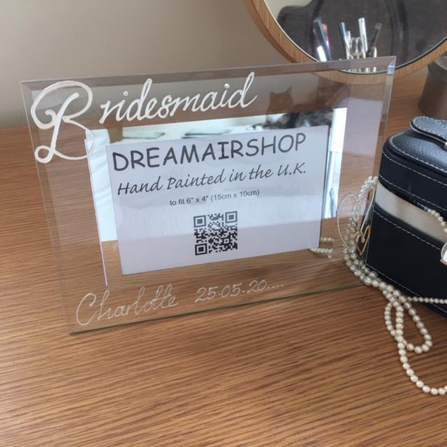 Bridesmaid Design Gift Photo Frame: Land (Pearl) with Crystals