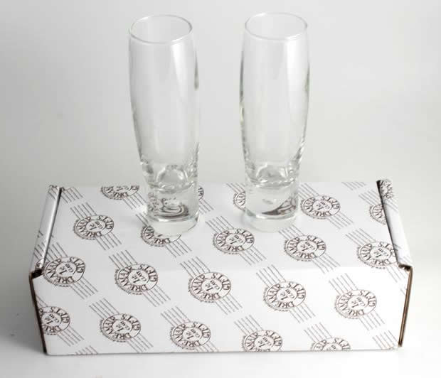 Engagement Gift Champagne Fluted Glasses: X2 Pearl with Crystals