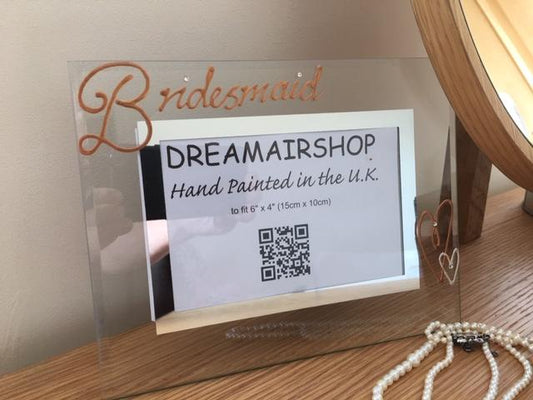 Bridesmaid Design Gift Photo Frame: Land (Copper) with Crystals
