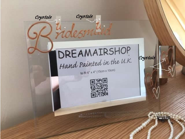 Bridesmaid Design Gift Photo Frame: Land (Copper) with Crystals