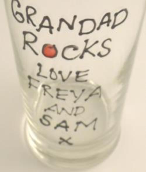 Personalised Grandad Rocks Pint Glass 