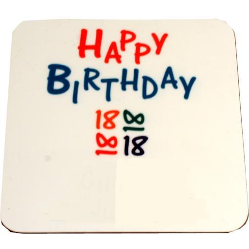 18th Birthday Gift Coaster (Brights)