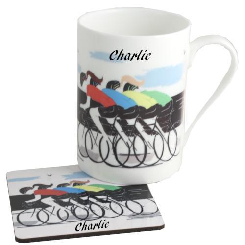 Personalised Cycling Ceramic Printed Mug & Coaster
