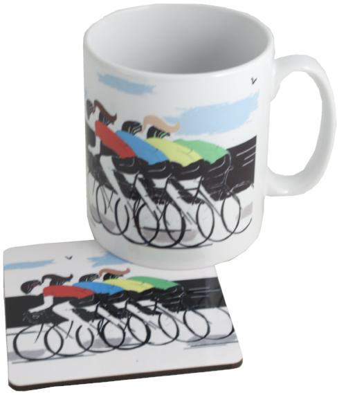 Cycling Ceramic Printed Mug & Coaster