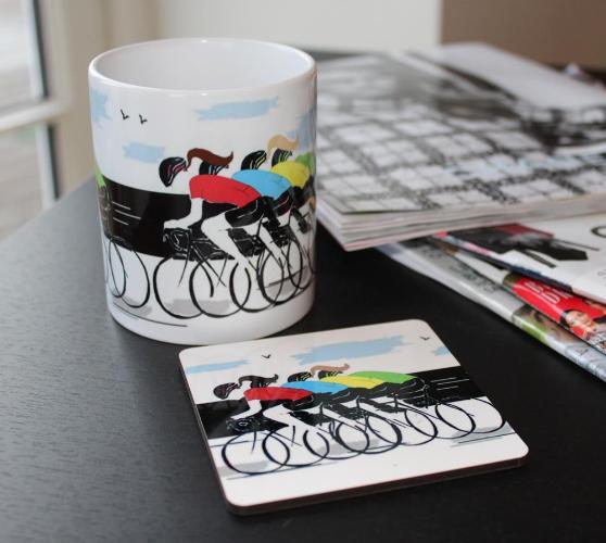 Cycling Ceramic Printed Mug & Coaster Lifestyle