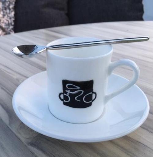 Personalised Gift Cycling Espresso Set: Cup & Saucer