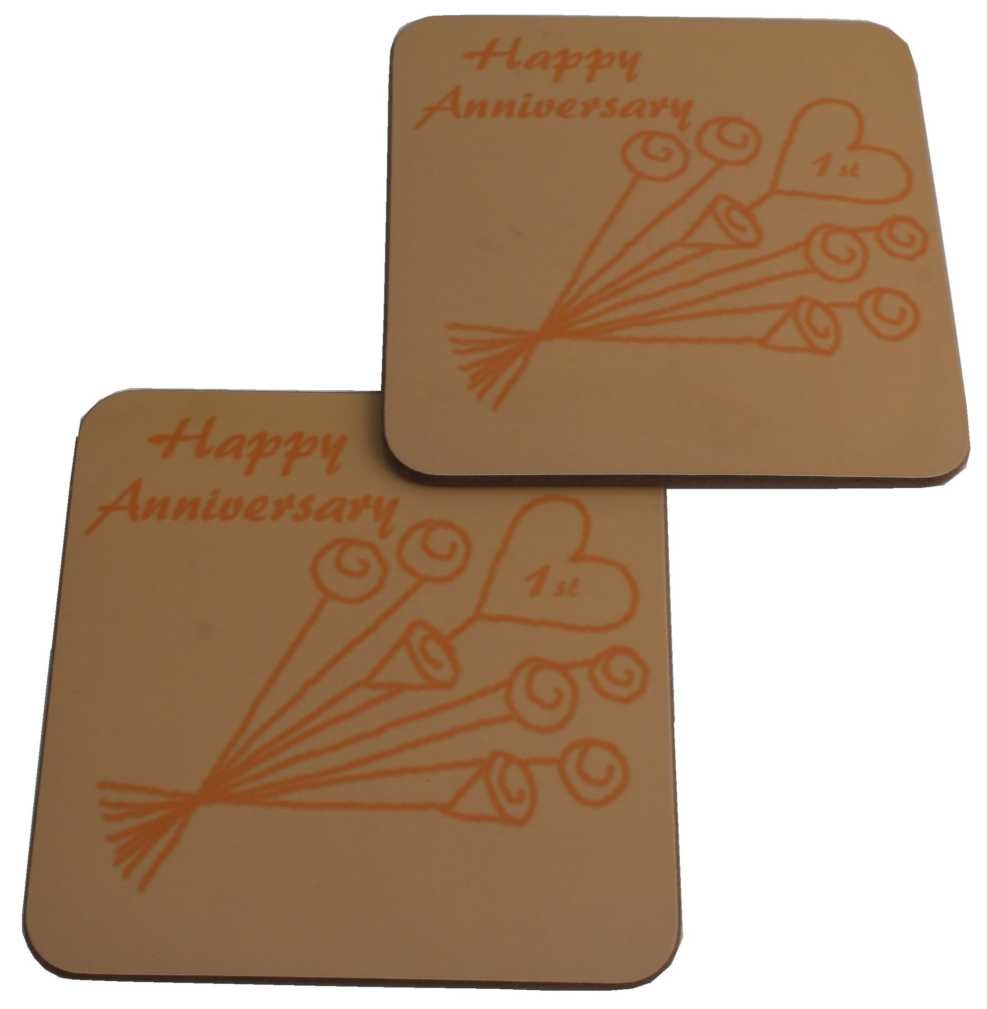 1st Wedding Anniversary Coasters Flower